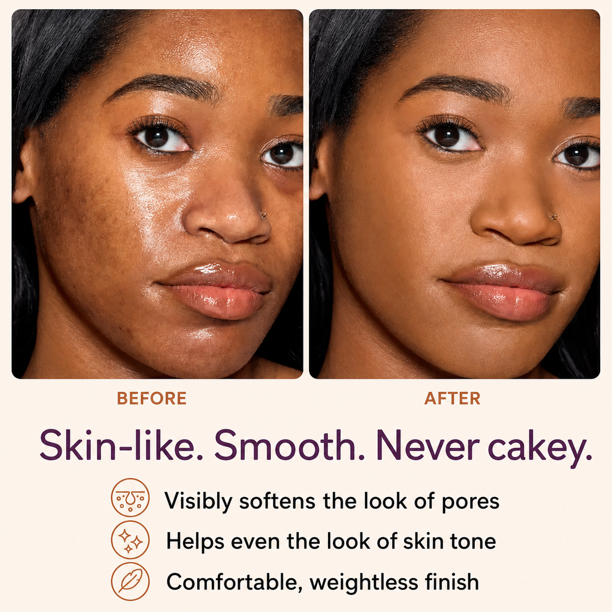 Kind Veil BB Blur before and after skin finish